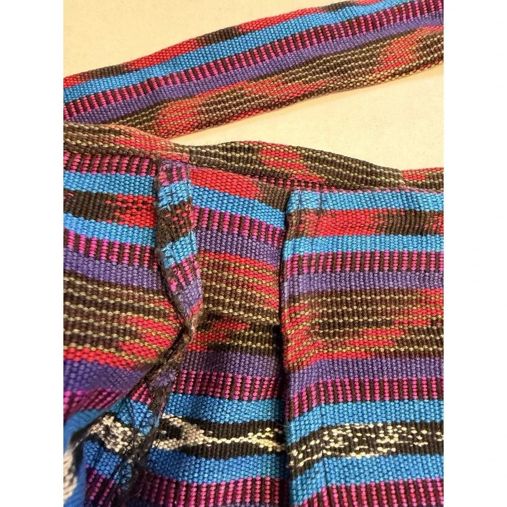 Vintage Neiman Marcus Size 6 Med Cotton Leather Aztec Wrap Skirt Boho USA Made